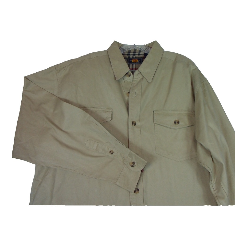 Route 66 Men's Twill Shirt Flannel Lined‎ Long Sleeve Jacket Light Tan Large